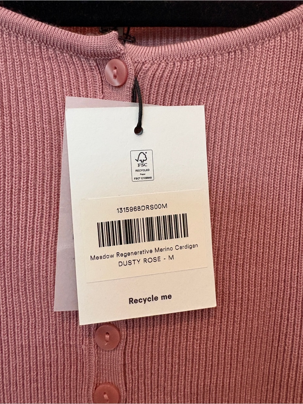 NWT Reformation Merino Cardigan in Dusty Rose - Picture 4 of 5